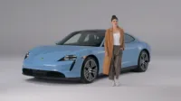 Alexandra Daddario - Explains the all-electric Porsche Taycan concept