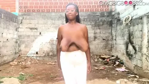 omgbigboobs.com - Angel - Tit bouncing at the fire pit