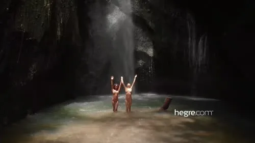 Hegre - Clover & Putri - Naked in Bali waterfall