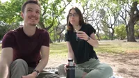 John and Sky - How does a day at the park end up with a public blowjob - Cute teen swallows cum