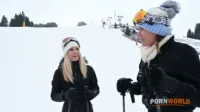 PornWorld - Candee Licious and Kitana Lure - Seductive ski babes share cock after enjoying lesbo strap on session GP3295 BTS