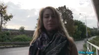 Public Agent - Ani Blackfox blonde opens legs outside for cash