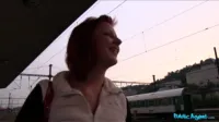 Public Agent - Kristin Sweet redhead gives sloppy blowjob and fucks stranger