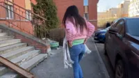 Katty West - Wetting jeans at the entrance