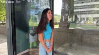 Katty West - Wetting jeans on public bus stop